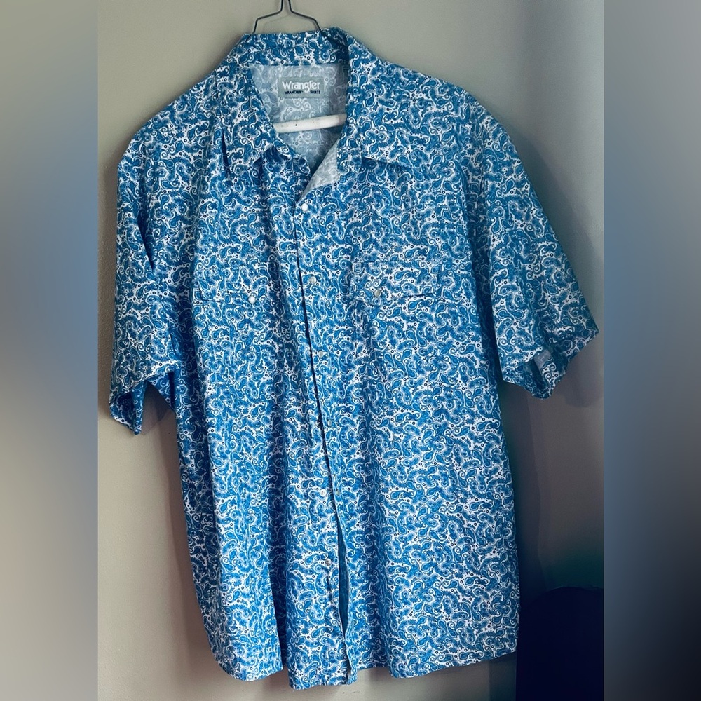 Mens Wrangler paisley pearl snap